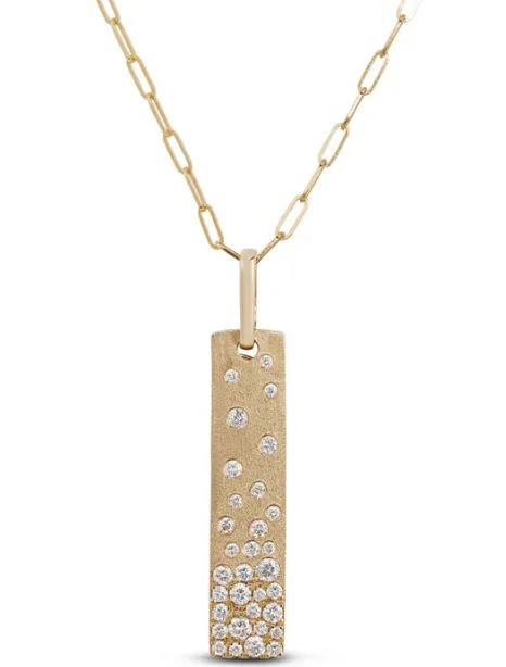 Elegant Necklace with Gemstones-Lady's Yellow 14 Karat Satin Necklace Length 18 0.50tw Round Diamonds