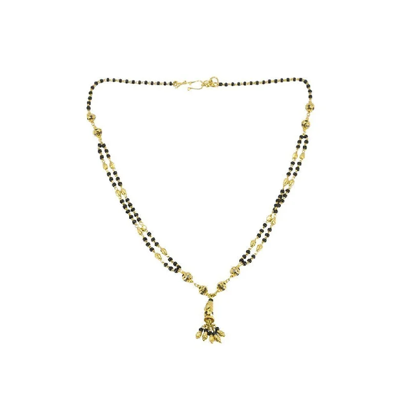 Opal Necklace for Women-22K Yellow Gold Chain W/ Double Strand & Multi Bead Hanging Pendant