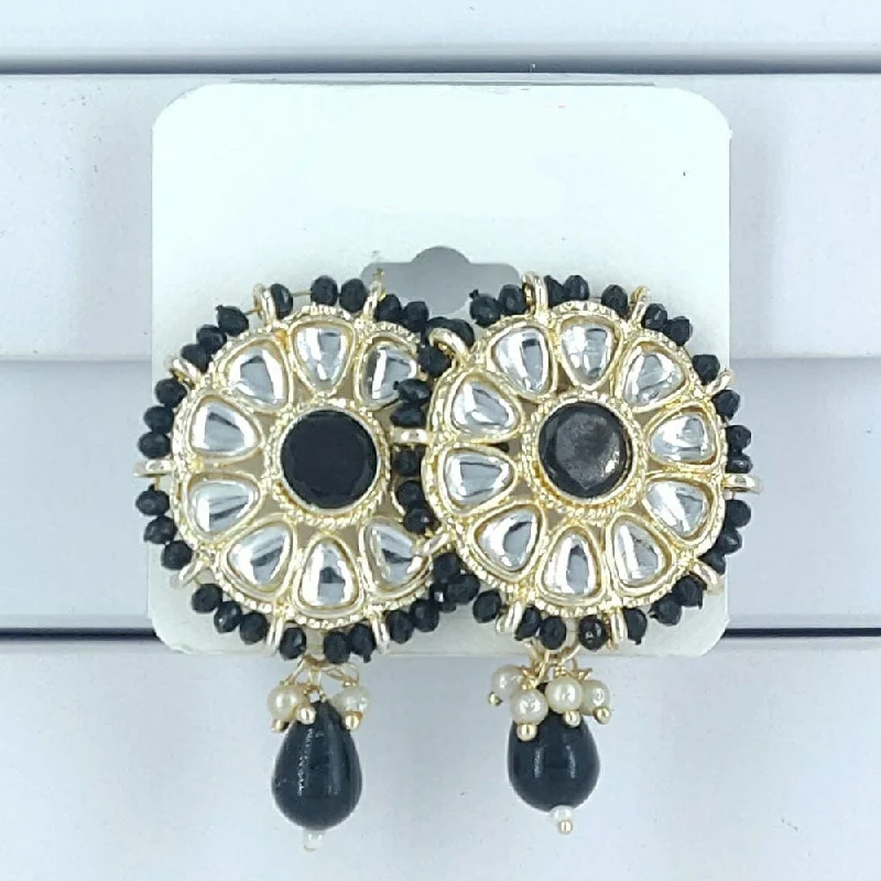 Lightweight Earrings-Corbeda Fashion Gold Plated Kundan Stone Dangler Earrings