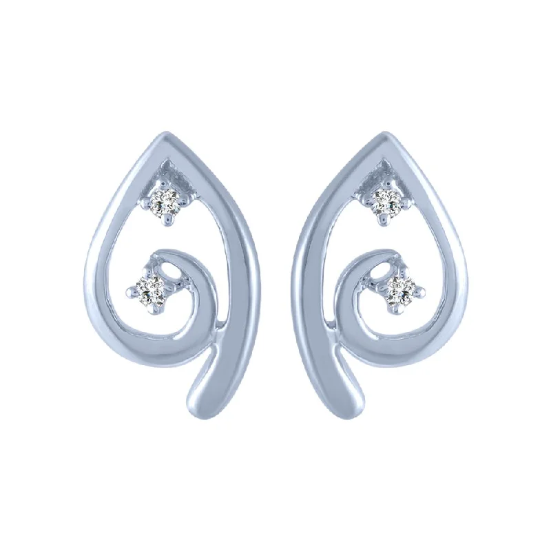 Colorful Earrings for Summer-14k (585) White Gold And Diamond Stud Earrings For Women