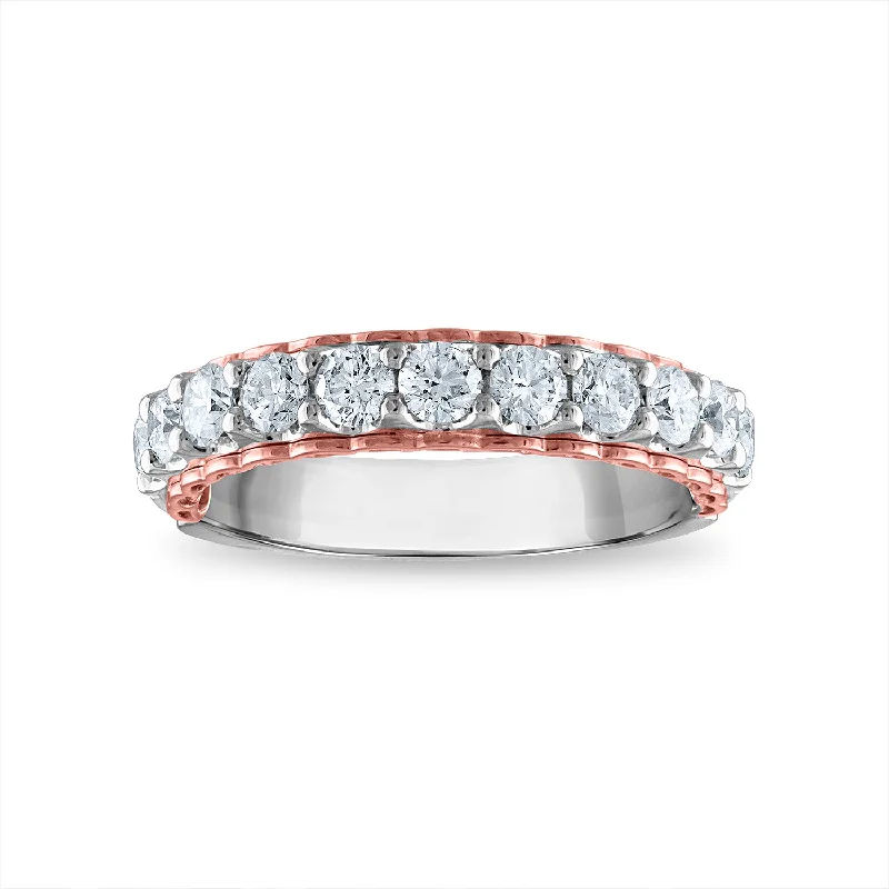 Personalized Men’s Ring-EcoLove 1 CTW Lab Grown Diamond Wedding Ring in 14KT White and Rose Gold