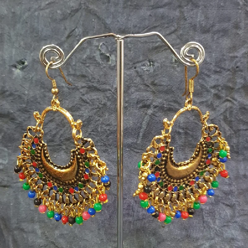 Creative Hoop Earrings-Shreeji Gold Plated Pearl Dangler Earrings