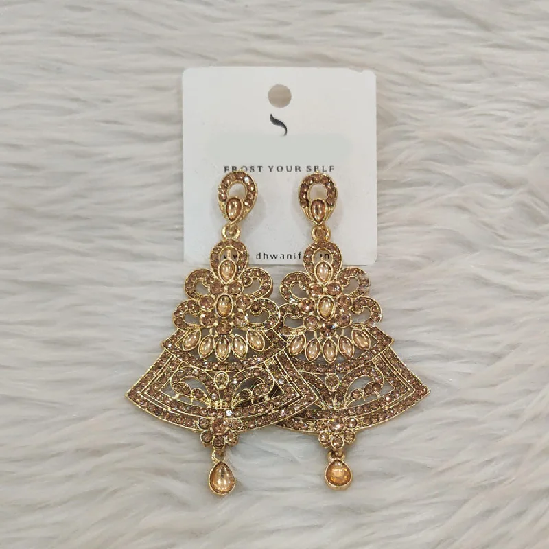 Luxe Pearl Earrings-Dhwani Gold Plated Austrian Stone Dangler Earrings