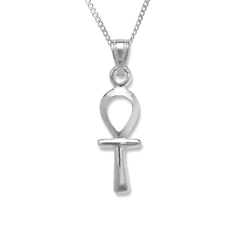 Elegant Gold Necklace-Small Egyptian Ankh Cross .925 Sterling Silver Pendant Necklace