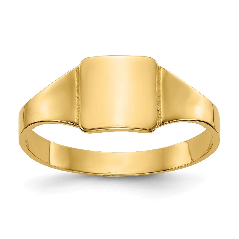 Bezel Set Engagement Ring-14KT Yellow Gold Childrens Signet Ring; Size 4