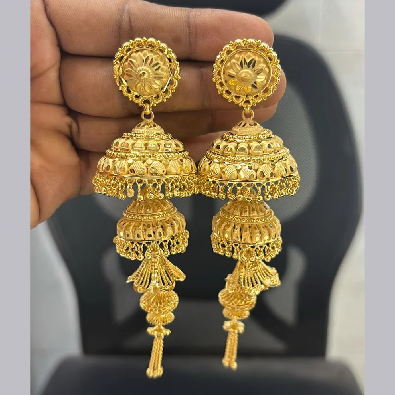 Double-Sided Earrings-Pari Art Jewellery Gold Forming Jhumki Earrings