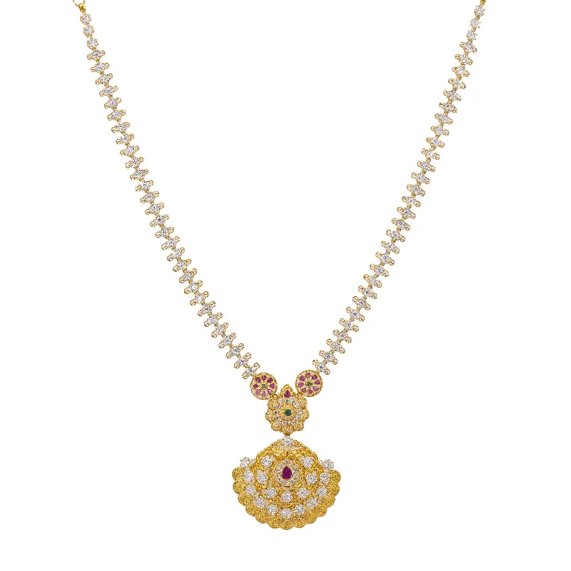 Gemstone Chain Necklace-22K Gold & Gemstone Necklace