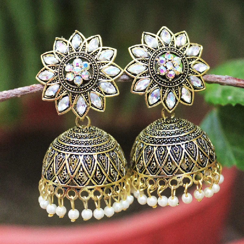 Women’s Crystal Earrings-H K Fashion  Gold Plated Crystal Stone Jhumki Earrings