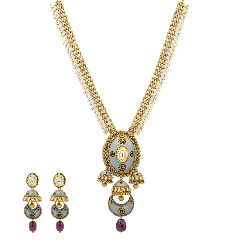 Designer Necklace for Women-22K Gold Artistic Kundan Jewelry Set