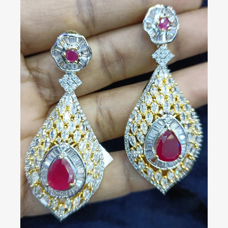 Gemstone Dangle Earrings-Jain Jewellers Gold Plated Ad Stone Dangler Earrings