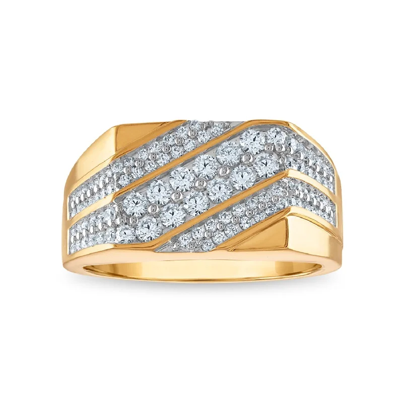 Rose Gold Wedding Band-1 CTW Diamond Ring in 10KT Yellow Gold