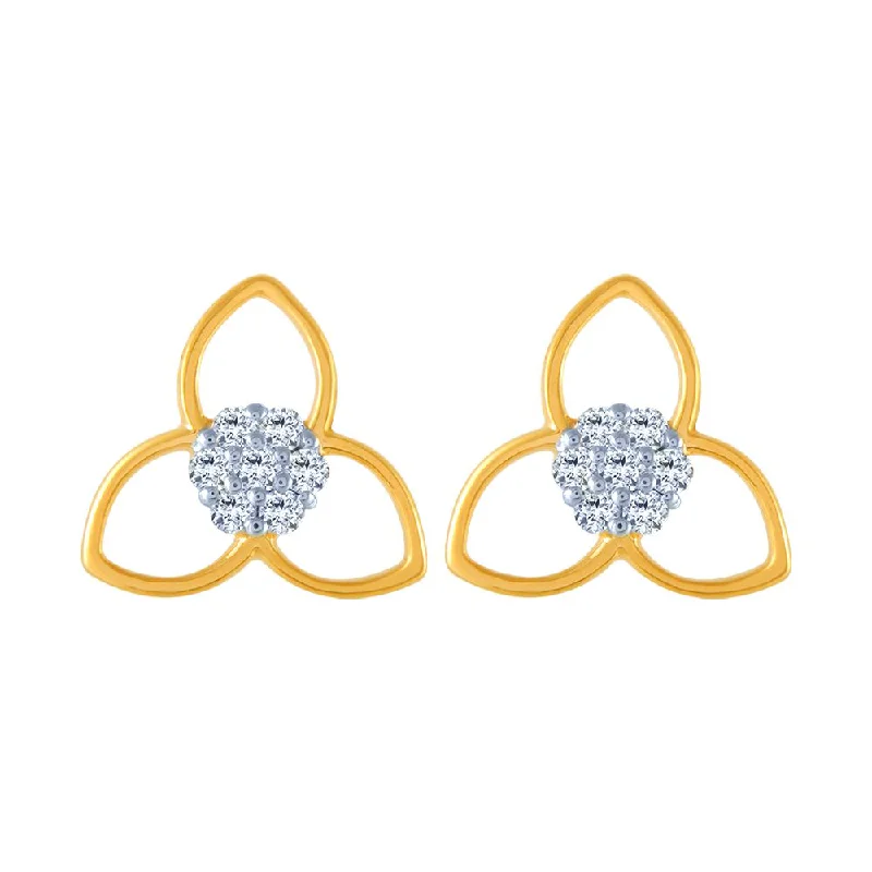 Long Silver Earrings-14k (585) Yellow Gold And Diamond Stud Earrings For Women