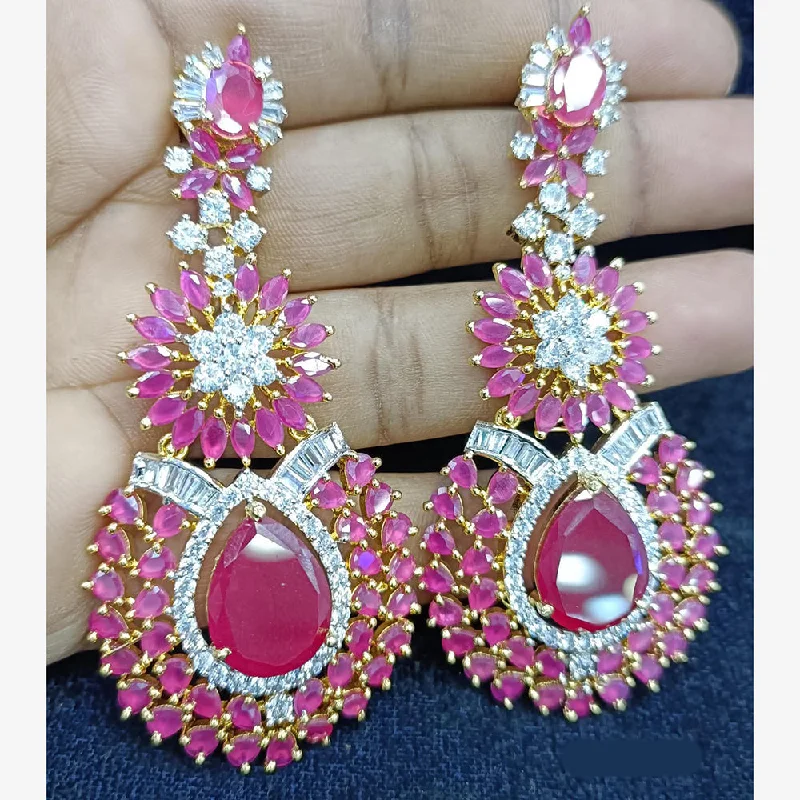 Fashionable Drop Earrings-Jain Jewellers Gold Plated Ad Stone Dangler Earrings