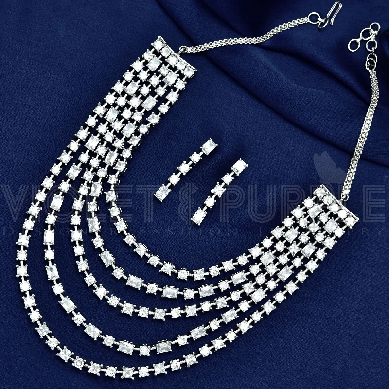 Luxury Pendant Necklace-Zirconia Necklace Set 65548