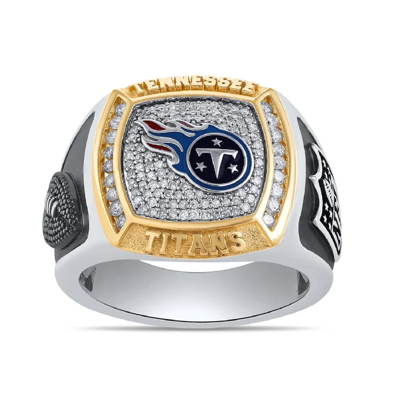 Diamond Ring for Women-True Fans Fine Jewelry Tennessee Titans 1/2 CTW Diamond Ring in Sterling Silver