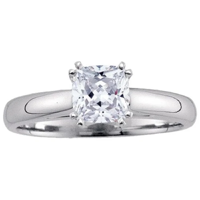 Custom Titanium Ring-Signature Certificate 1/2 CTW Cushion Diamond Solitaire Ring in 14KT White Gold