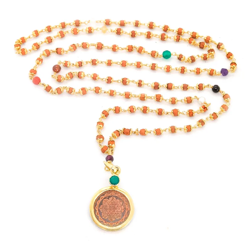 Initial Necklace for Women-9 Planet With Rudrani Sri Yantra Pendant Necklace- Special Edition