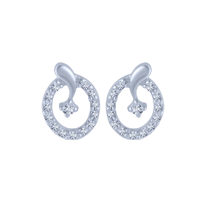 Nature Inspired Earrings-14KT (585) White Gold And Diamond Stud Earrings For Women