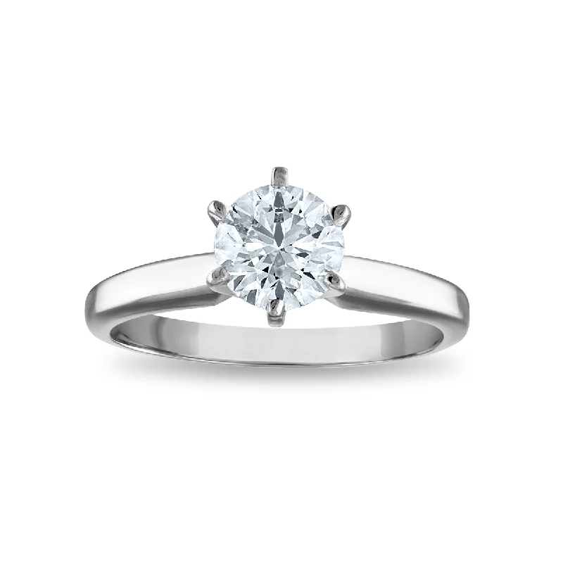 Sapphire and Diamond Ring-Signature Certificate EcoLove 1 1/2 CTW Round Lab Grown Diamond Solitaire Engagement Ring in 14KT White Gold