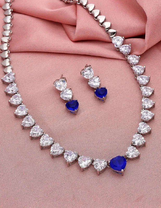 Multi-Layer Necklace-Rhodium Polish Zirconia Necklace Set