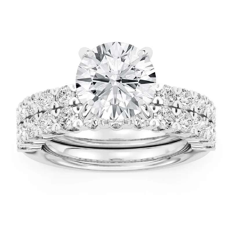 Vintage Engagement Ring-Signature EcoLove Diamond Dreams 4-3/4 CTW 100 Facet Centurion Diamond Bridal Set in Platinum