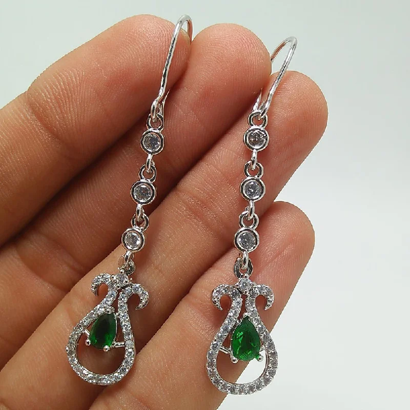 Crystal Dangle Earrings-Manisha Jewellery Silver Plated AD Dangler Earrings