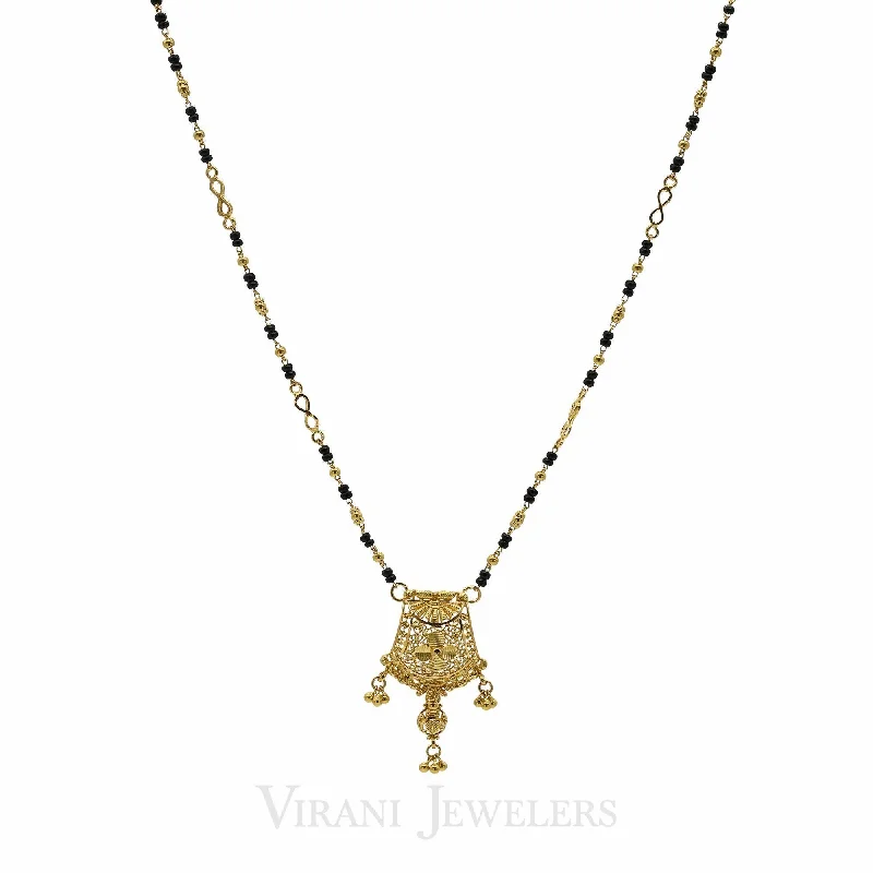 Vintage Chain Necklace-22K Yellow Gold Mangalsutra Beaded Chain Necklace W/ Infinity Design Accent