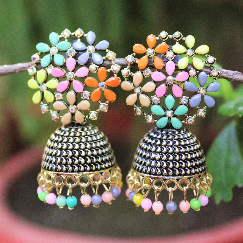 Colorful Hoop Earrings-H K Fashion  Pota Stone Jhumki Earrings