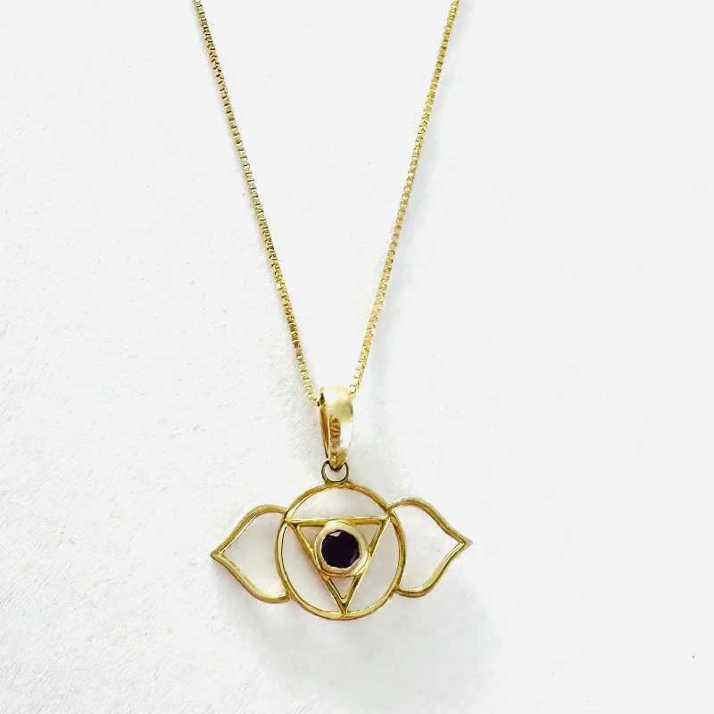 Designer Necklace for Women-14kt gold Agya Chakra apendant Necklace