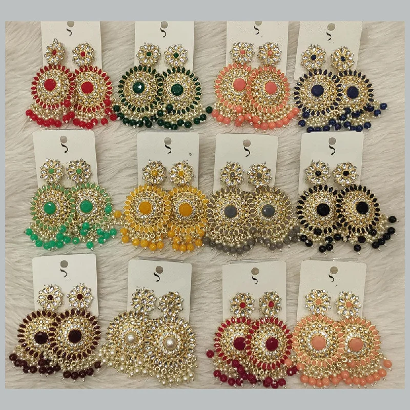 Trendy Drop Earrings-Dhwani Gold Plated Austrian Stone Dangler Earrings (Assorted Color)