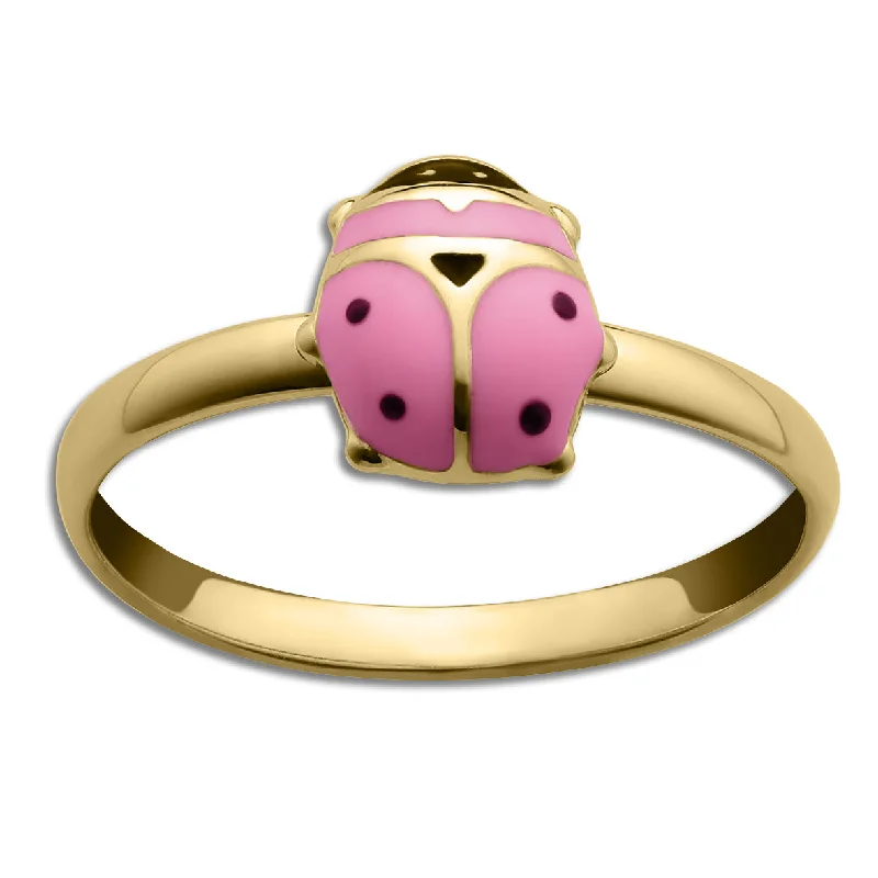 Unique Men’s Wedding Ring-Kiddie Kraft 10KT Yellow Gold Childrens Lady Bug Ring; Size 3.5