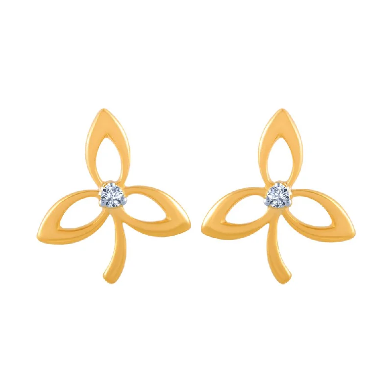 Swaying Earrings-14k (585) Yellow Gold And Diamond Stud Earrings For Women