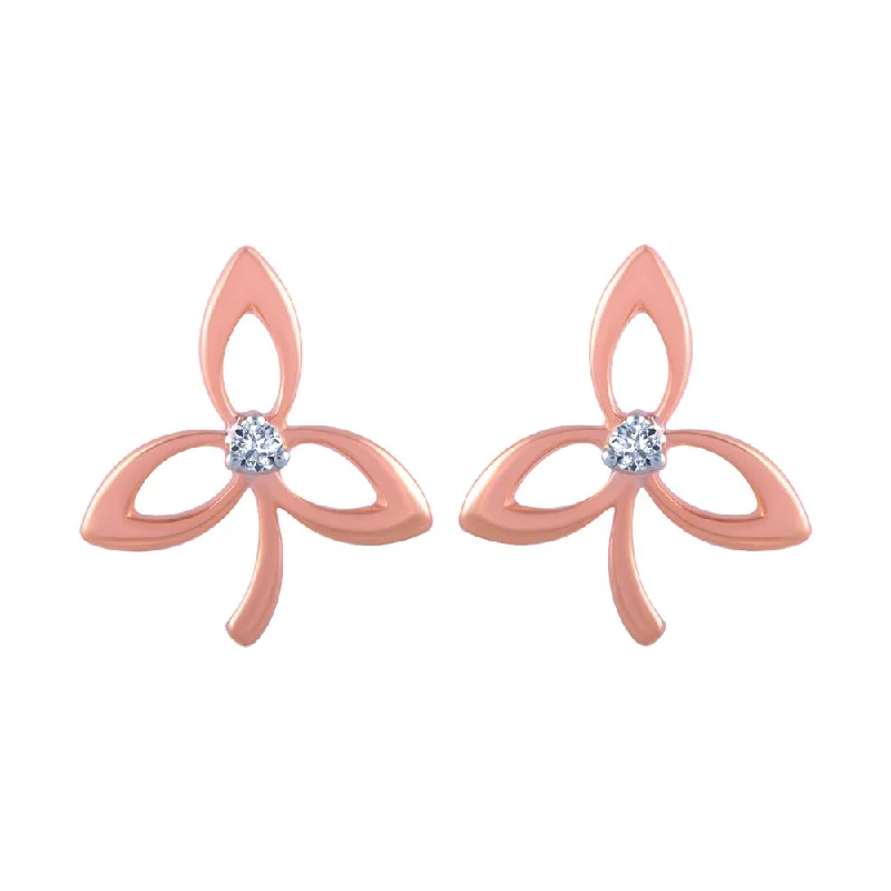 Gemstone Stud Earrings for Women-14k (585) Rose Gold And Diamond Stud Earrings For Women