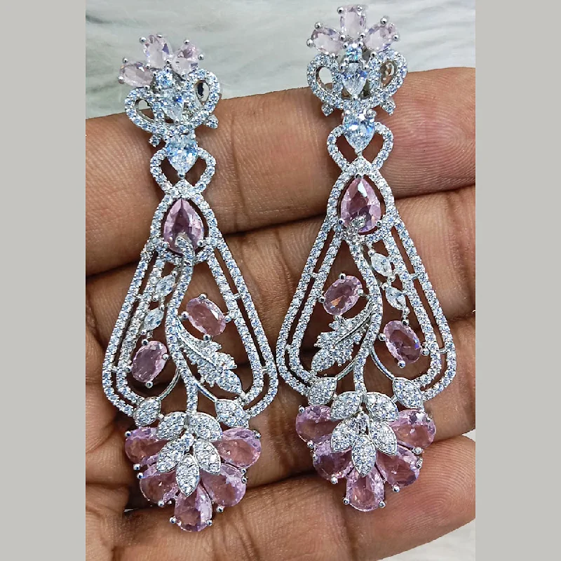 Bridal Earrings with Diamonds-Jain Jewellers Silver Plated AD Dangler Earrings