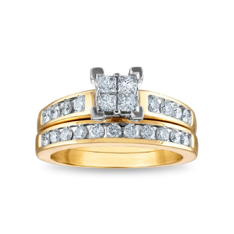 Diamond Wedding Ring Set for Women-1 CTW Diamond Classic Bridal Set in 10KT Yellow Gold