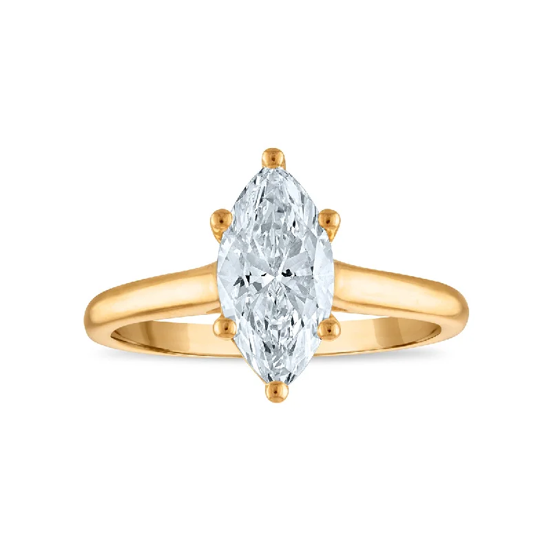 Oval Diamond Ring-Red Hot Deal 1-1/2 CTW Marquise Lab Grown Diamond Solitaire Ring in 14KT Gold