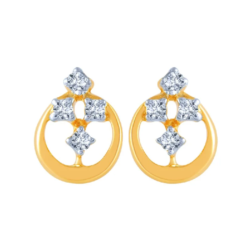 Elegant Drop Earrings-14k (585) Yellow Gold And Diamond Stud Earrings For Women