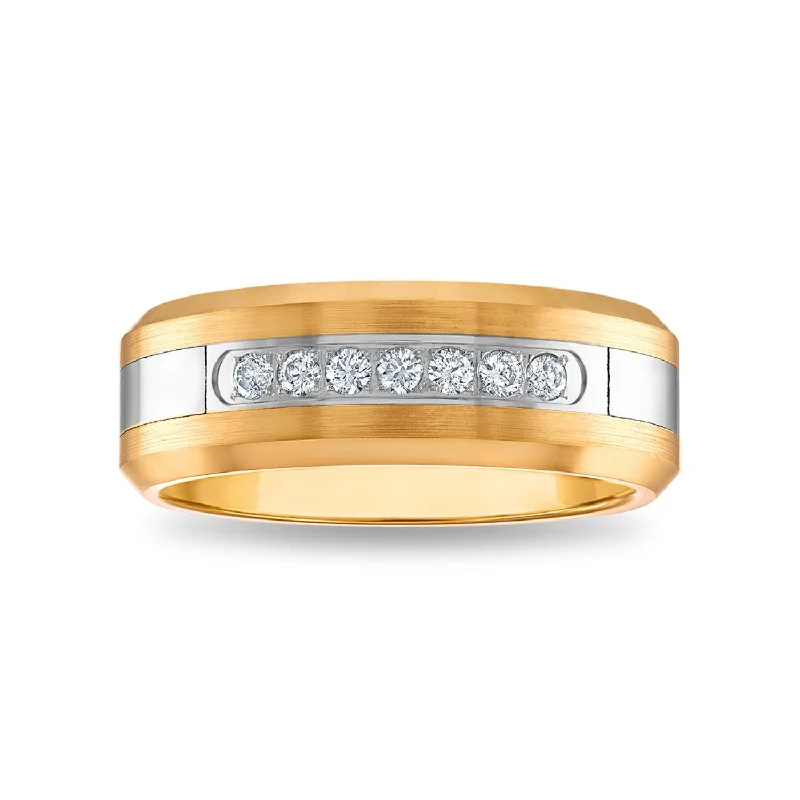 Handmade Gold Ring-1/5 CTW Diamond Wedding Ring in Tungsten