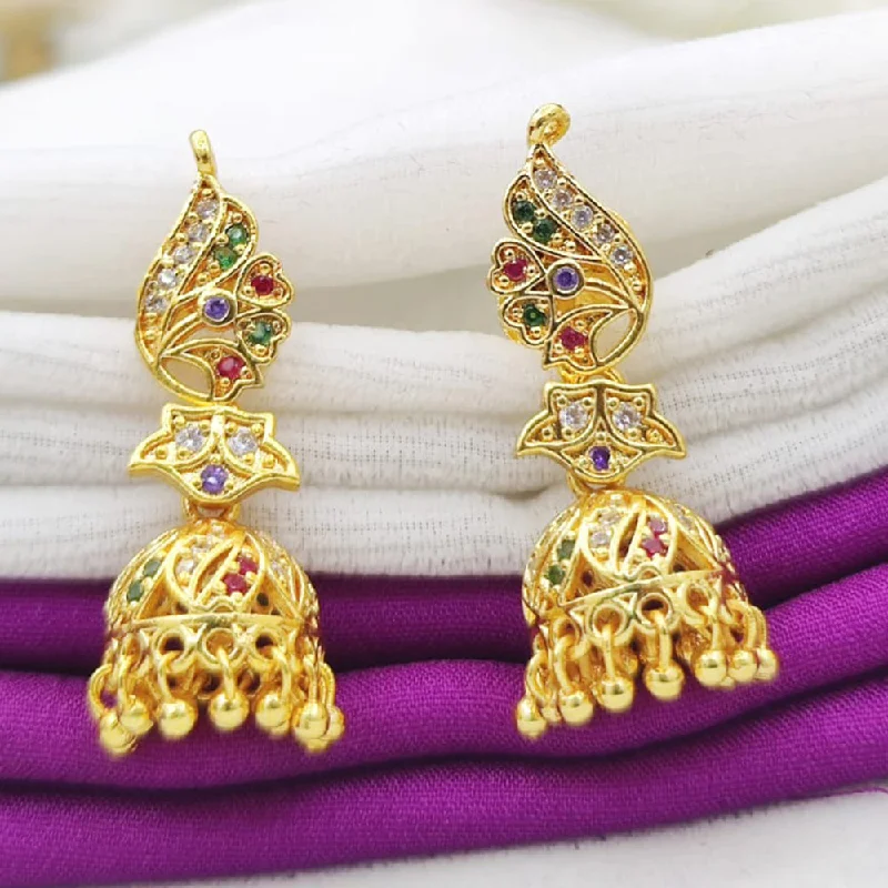 Unique Metal Earrings-Fancyla Gold Plated Austrian Stone Jhumki Earrings