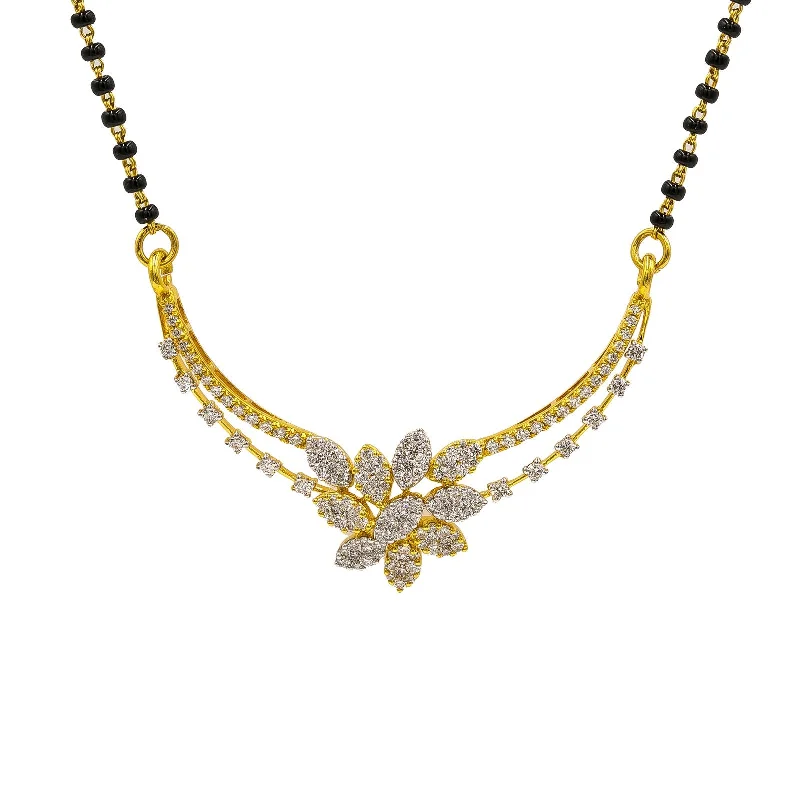 Custom Name Necklace for Gift-18K Yellow Gold Diamond Mangalsutra Necklace W/ 1.36ct VS-SI Diamonds