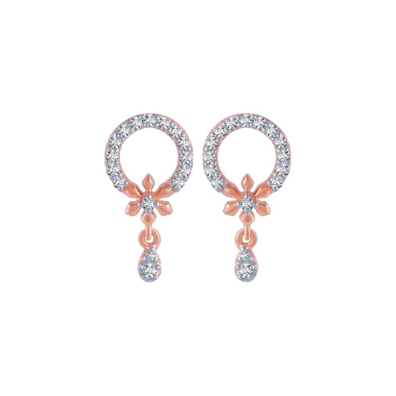 Colorful Hoop Earrings-14KT (585) Rose Gold And Diamond Stud Earrings For Women