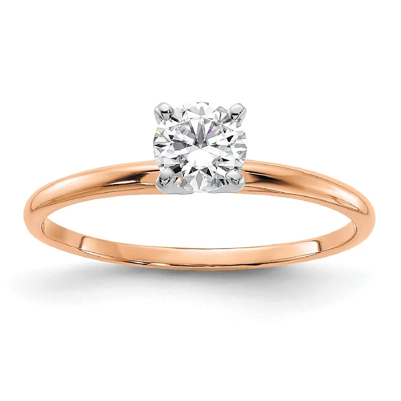 Wedding Ring with Eternity Band-5MM Round Moissanite Solitaire Engagement Ring in 14KT Rose Gold; Size 7