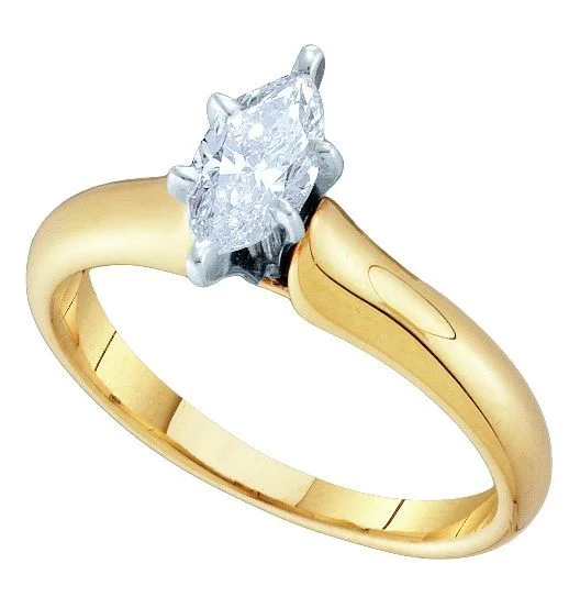 Men’s Wedding Ring with Stone-Signature Certificate 3/4 CTW Marquise Diamond Solitaire Ring in 14KT Yellow Gold