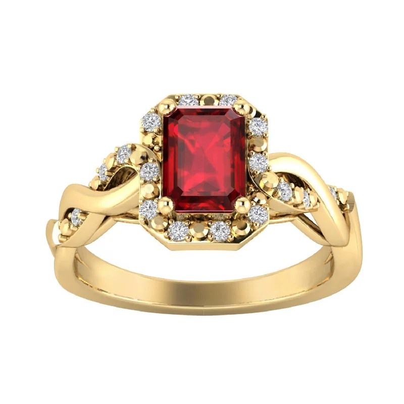 Wedding Ring with Eternity Band-LoveSong EcoLove Ruby and Diamond Ring in 10KT Gold