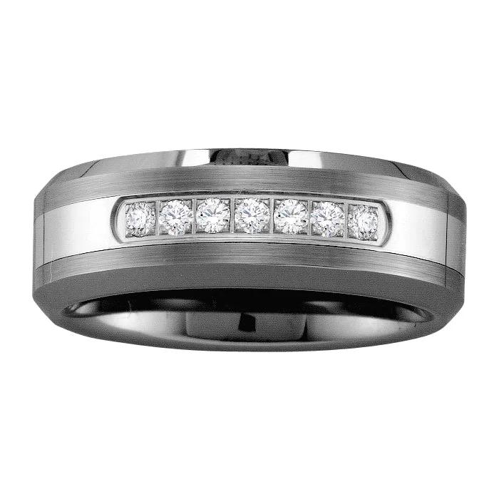 Oval Diamond Ring-1/5 CTW Diamond Wedding Ring in Tungsten