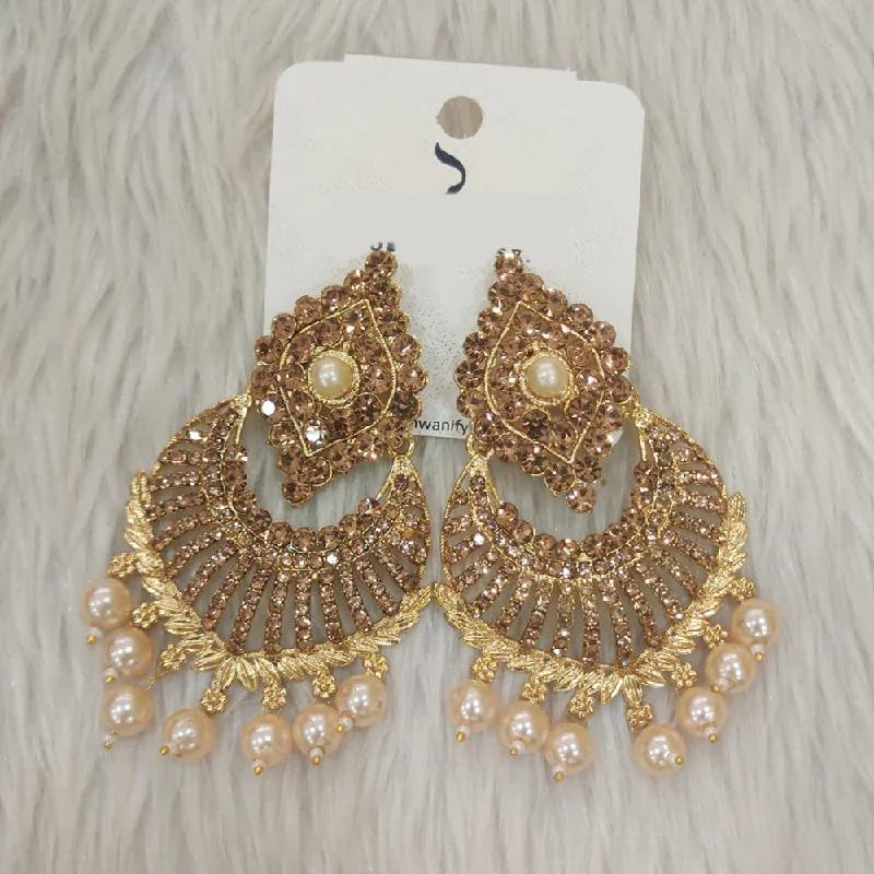 Party Earrings-Dhwani Gold Plated Austrian Stone Dangler Earrings