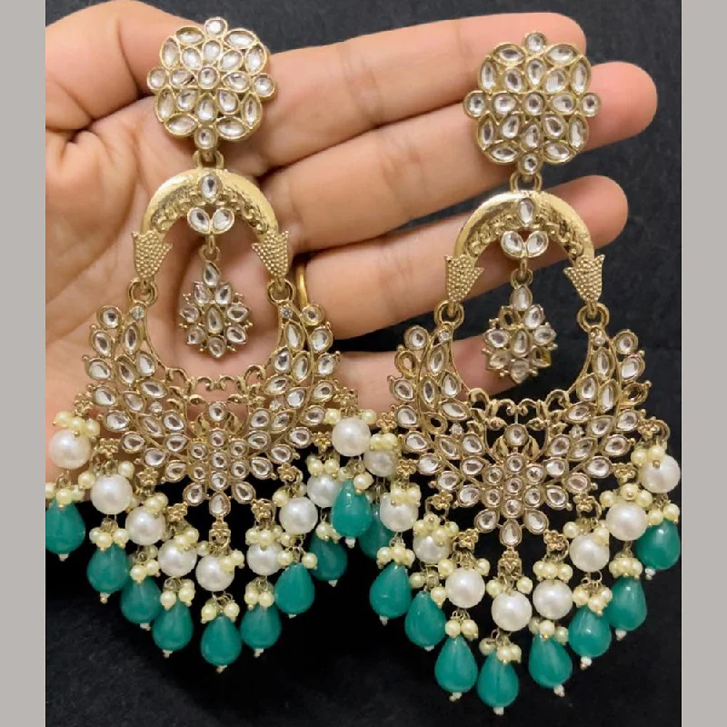 Bridesmaid Earrings-ShringarStreet Gold Plated Kundan Stone And Pearl Dangler Earrings