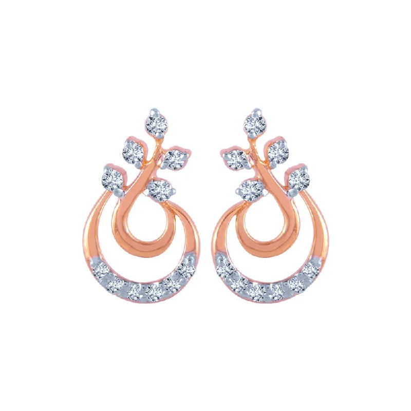 Customizable Earrings-14k (585) Rose Gold And Diamond Stud Earrings For Women