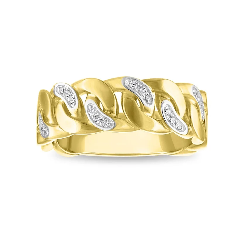 Custom Diamond Promise Ring-Diamond Accent Cuban Link Ring in Gold