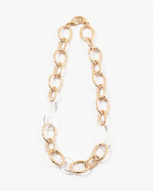 Simple Chain Necklace for Women-Gold and Clear Link Necklace